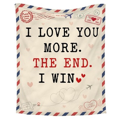 WRAPIX Valentines Day Gifts for Her Him - I Love You More Soft Fleece Throw B...