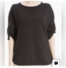 Max Studio Textured Blouse Roll Tab Sleeve Tu...