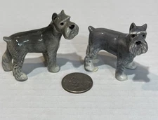 Pair of Miniature Hagen Renaker Schnauzers Ceramic Vintage
