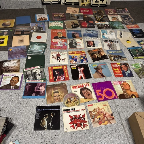 Huge Vinyl Lot Over 65 Albums 50s-70s Elvis, Martin Denny, Enoch Light