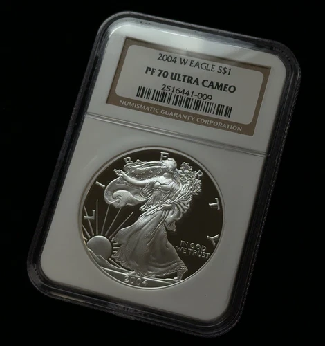 2004-W American Silver Eagle .999 Fine Silver NGC PF70 Ultra Cameo Brown Label