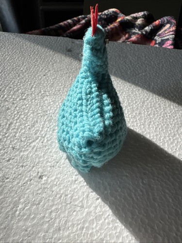 Hand-Crocheted Chicken Egg Cozy Nice Clean Blue Red Easter Egg Boiled Egg Cozy - Picture 6 of 13