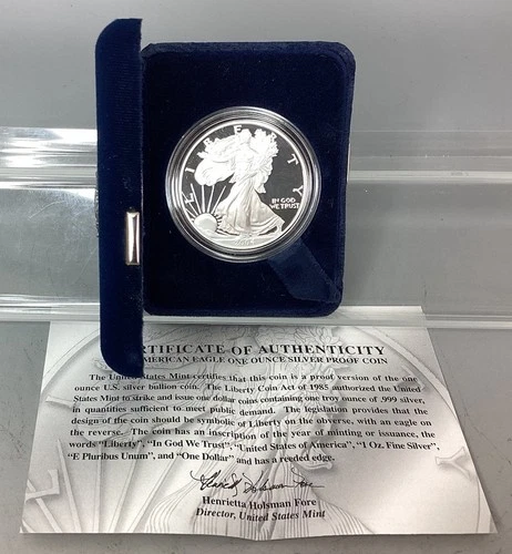 2004 W Proof American Silver Eagle - With Box & CoA