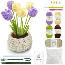 Flower Crochet Kit  Tulip Flowerpot  Step-by-Step Video Tutorial for Adults...