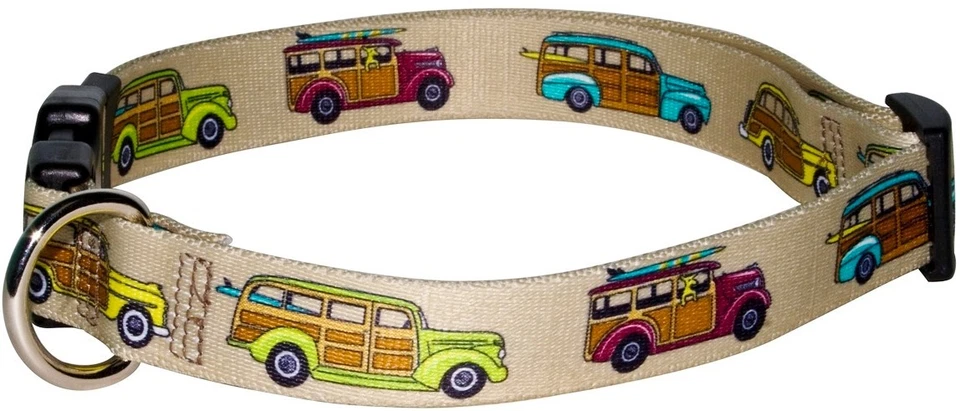 Yellow Dog Medium Collar & Leash Woody Wagon Surfboard Beach Pop Culture 14"-20" - Image 2 of 4