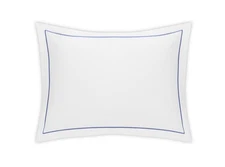 NWT $348 MATOUK BERGAMO COTTON PERCALE 2 STANDARD SHAMS WHITE AZURE EMBROIDERY