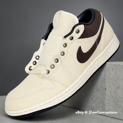 Nike Air Jordan 1 Low PRM Shoes Pale Ivory Baroque Brown IB8058