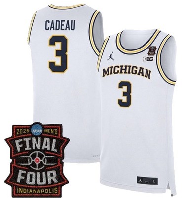 NWT! Michigan Wolverines Elliot Cadeau #3 Jordan Stitched White Jersey XLarge!