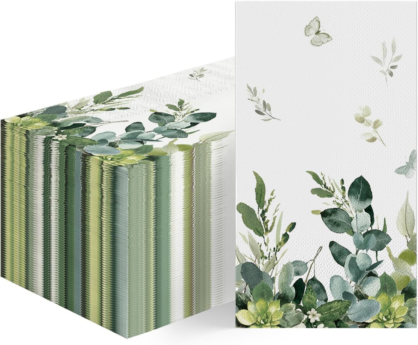 100 Spring Disposable Paper Decorative Guest Napkins Watercolor Eucalyptus Party