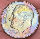 2015-P Roosevelt Dime Beautiful Lustrous Rainbow Toned Coin   #13