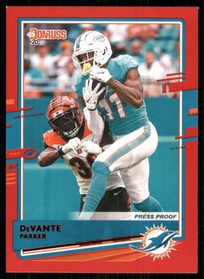 2020 Donruss Press Proof Red #151b DeVante Parker/Red D Logo Dolphins TW3437