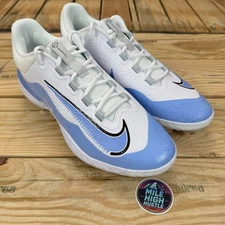 Nike Alpha Huarache Elite 4 Low Metal Baseball Cleats White Valor Blue React