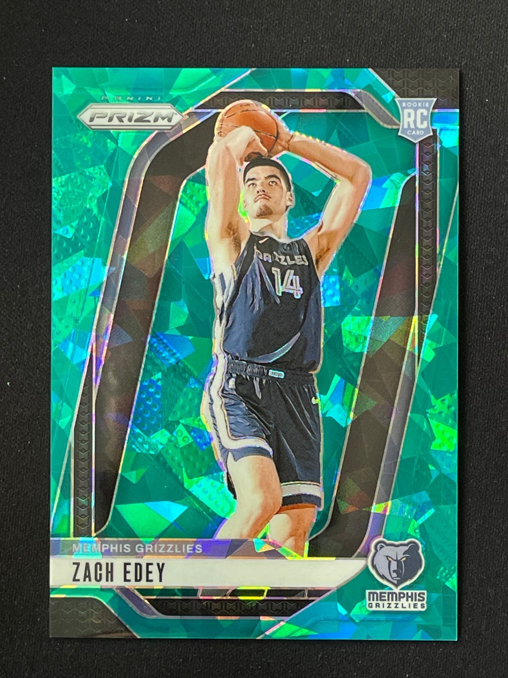 Zach Edey 2024-25 Panini Prizm Teal Cracked Ice Prizm 033/225 RC #249