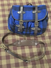 Filson Wool Medium Field Bag - Made in USA - Rare Cobalt Blue / Black Plaid