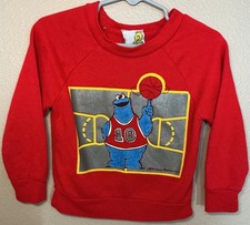 Vintage 90s Cookie Monster Sweatshirt 2T Sesame Street Red USA Kids