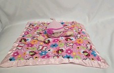 Douglas Baby Girl Doll Pink Flowers Lovey Security Blanket Satin 15"