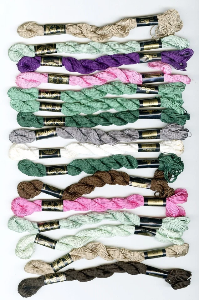 Vintage DMC COTTON PERLE Embroidery Floss High Sheen Lot of 16 Skeins 27.3yd 25m - Image 2 of 2