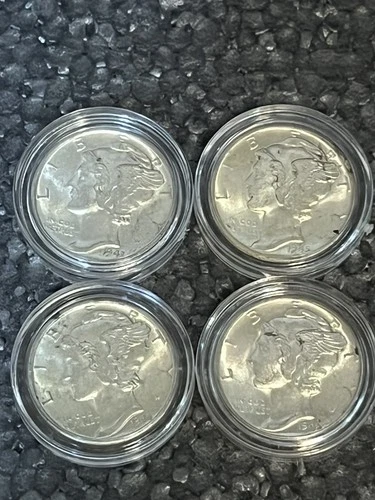 1940'S  Mercury Silver Dimes Uncirculated Lot of 4