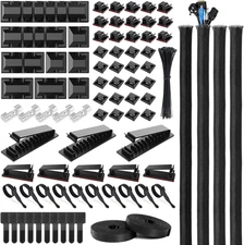 183Pcs Cable Management Kit Wire Organizer Cord Holder Clips Sleeves for Desk