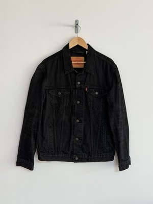 Levi s Denim Jacket Trucker Washed Black Jean Mens Large
