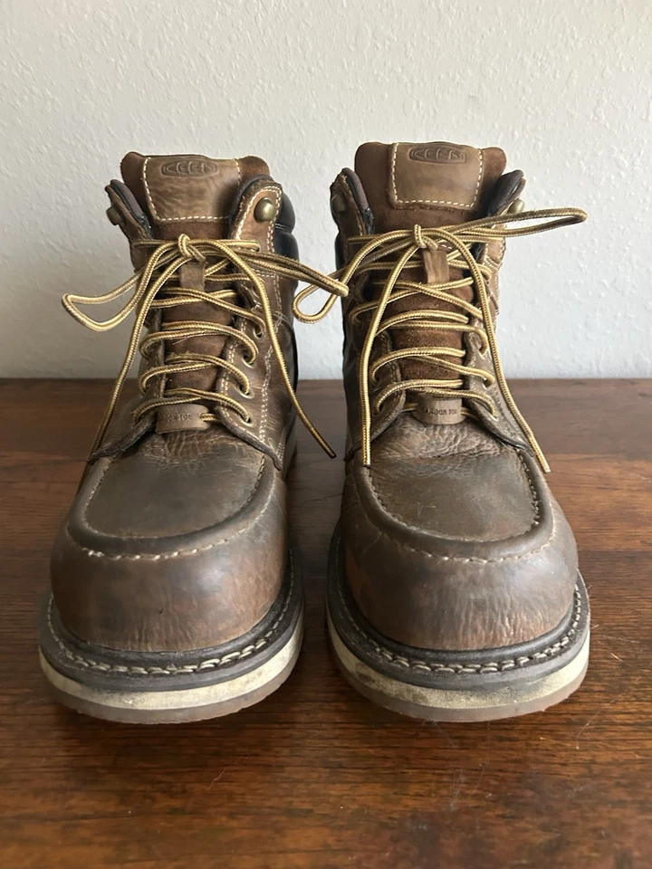 Bota de trabajo Keen Cincinnati de cuero marrón impermeable punta de carbono con cordones para hombre 10D Foto 3 de 4