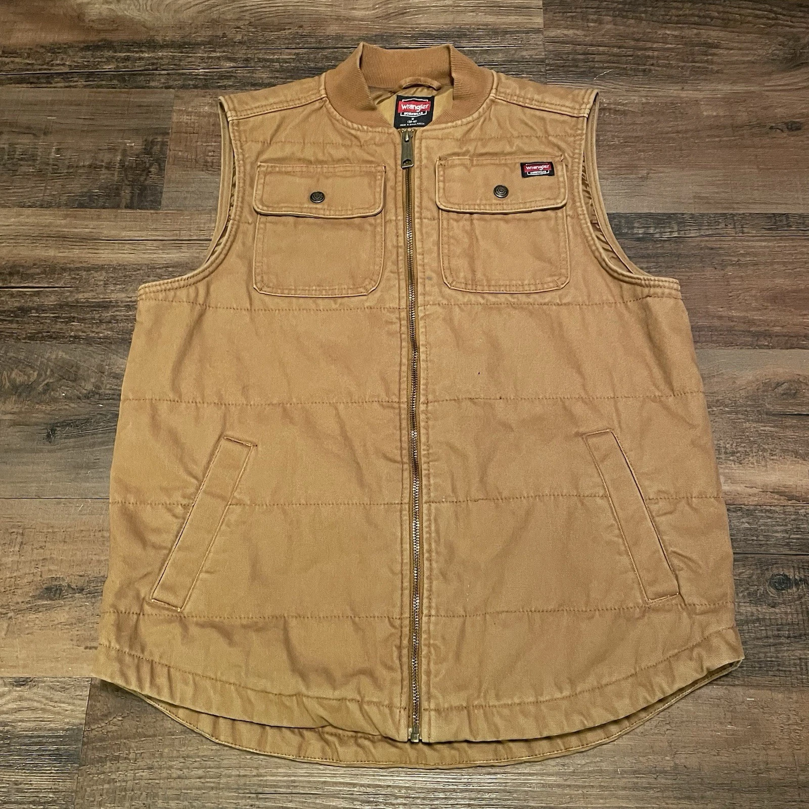 Wrangler Workwear Vest Mens Medium Duck Brown Quilted Lined Canvas Work Full Zip
Opens in a new wind