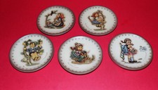 GOEBEL M.J. Hummel * 5 Mini Collectable Plates * 3" (8cm) * Happy Pastime *