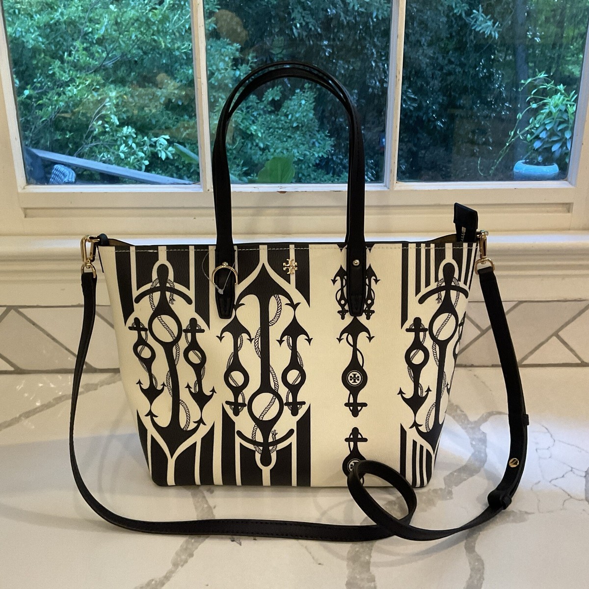 トリーバーチ　ケリントンバック Tory Burch Kerrington Square Tote Seafaring Stripe/434 | eBay