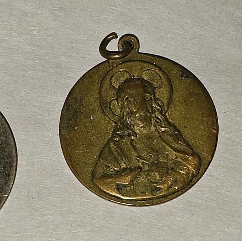 Vintage 2 Piece Religious Medal Pendants Miraculous Datar Sacred St. Christopher - Picture 8 of 10