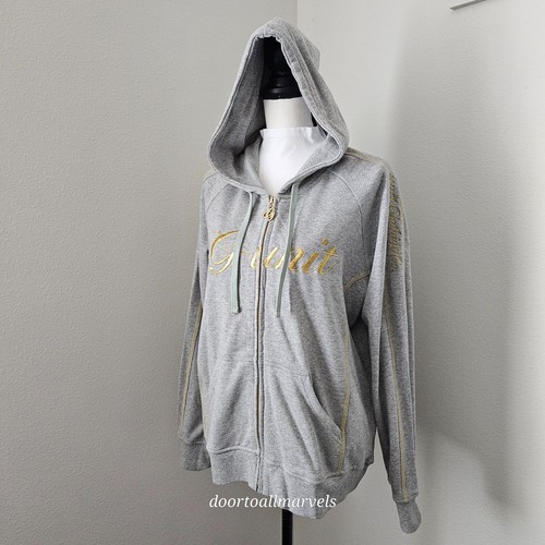 VTG G-unit Y2K Zip Terry Hoodie Pockets Gold Embroidery Logo Women sz 2X NWT
