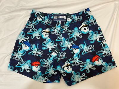 NWT Malbon x Vilebrequin Moorise Swim Trunk BLEU MARINE Size S