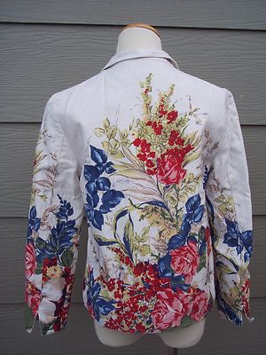 Coldwater Creek Womens Open Jacket Petite Sz 6 P6 Off White Floral