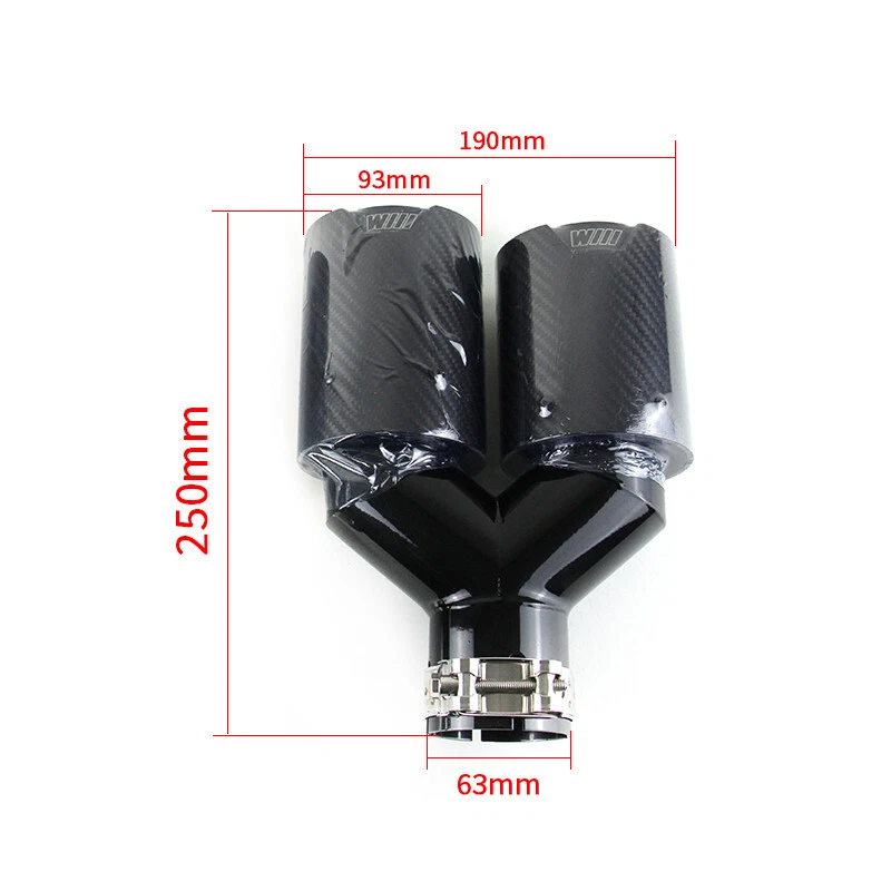 2x Doble para BMW 63MM In 93MM Out Car Escape de fibra de carbono DOBLE Extremo Puntas Tubo de escape Foto 2 de 4
