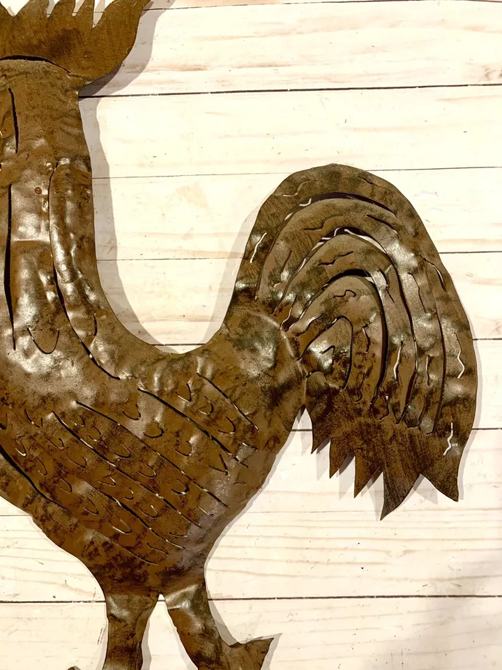 Французская страна большой старый металлический ржавый петух стены вися скульптура ферма декор - Изображение 4 из 4