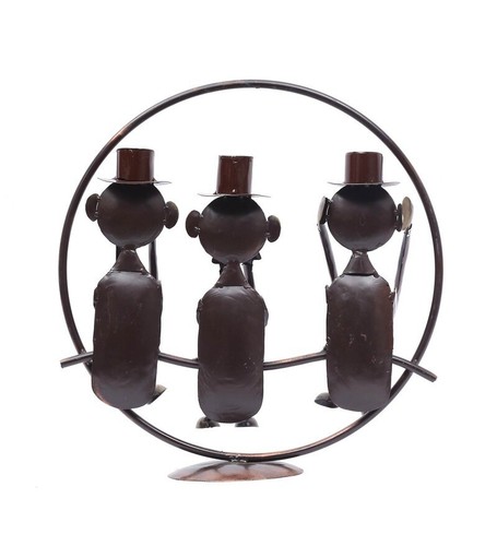 3 Musketeers Monkey in a Ring Metal Table Decor Statue Collectibles Figurines - Foto 6 di 6