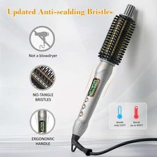 KIPOZI 1.25" Hair Heated Brush Round Ionic Curling Iron Brush Dual Voltage LCD