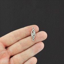 20 Flower Connector Antique Silver Tone Charms 2 Sided - SC597