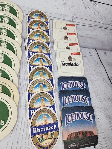 Lot of 50 Assorted Beer Coasters Harp Rheineck Bitburger Pils Grolsh Etc. - Picture 2 of 5