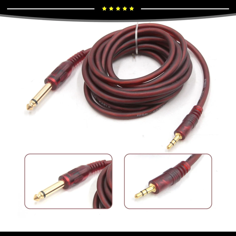 Штекер 1 9,8 фута 1/8 дюйма на штекер 1/4 дюйма TRS автомобильный стереоаудиокабель коричневый - Изображение 4 из 4