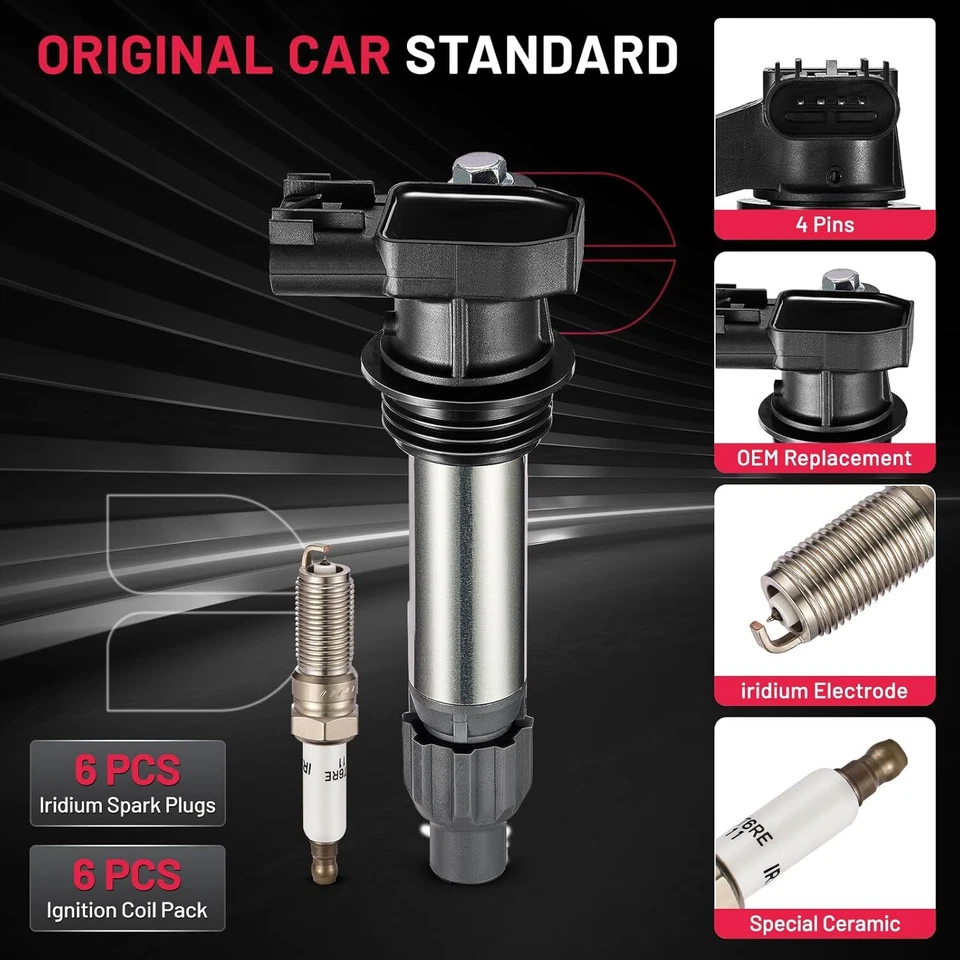 6 X зажигания Bobinas + свеча зажигания пакет для Chevy Traverse Cadillac GMC Acadia UF5 - Изображение 2 из 4