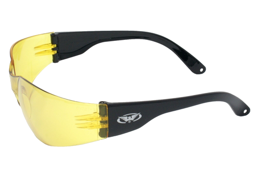 Yellow tinted UV400 motorcycle sunglasses/low light biker glasses + Free pouch - Picture 5 of 10