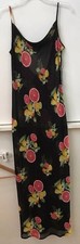 Forever 21 Women's Long Black Floral Citrus Sundress Beachy Swim Cover-up Size S
