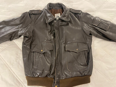 American Express Leather USN A2 Bomber Jacket size 44 | eBay