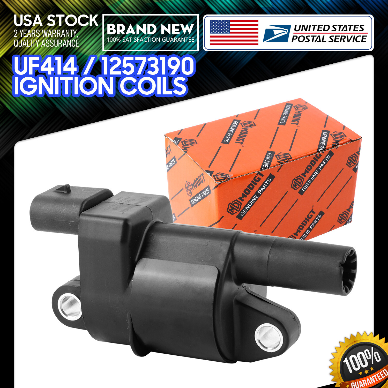 1* UF414 Round Ignition Coil Pack for Chevrolet Silverado 1500 Impala Tahoe GMC