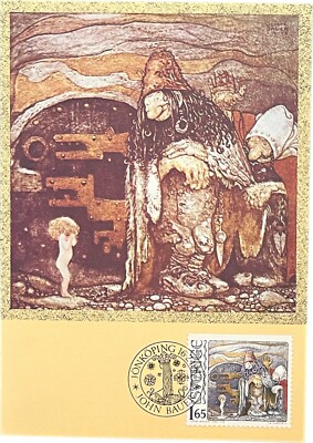 What a Miserable Little Paleface said the Troll, John Bauer Stamp, vtg postcard