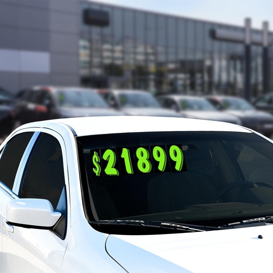7 1/2 Inch Black & Green Numbers Windshield Pricing Stickers Car Dealer ...