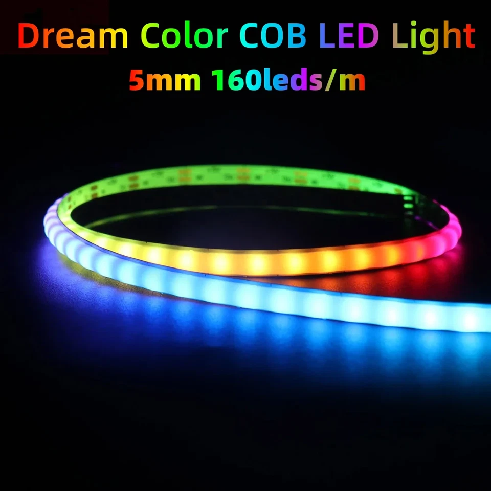WS2812B 5V COB RGB LED Strip 1-5M Lights 100 160 Leds Individual Addressable