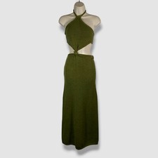 Cult Gaia Women's Green Knit Cutout Self-Tie Halter Cameron Dress Size XS