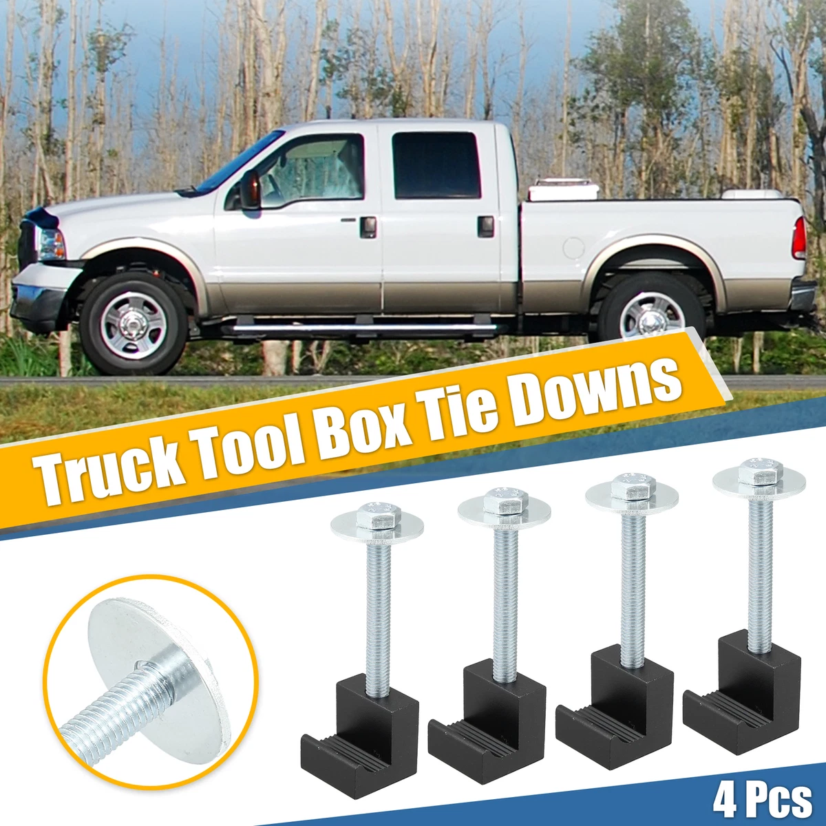 4 Pcs Pickup Truck Tool Box Aluminum J Hook Crossover Black Silver