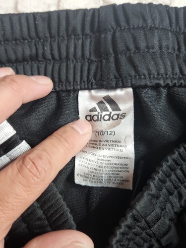 Authentic Adidas Brand Boy's Black Sweat Track Pants Size Medium 10/12 Casual - Picture 4 of 4